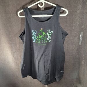 Life Is Good Crusher-Lite Wildfowers Grey Graphic Tank Top VG+ L